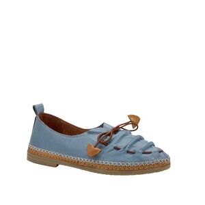 Spring Step Berna Blue Leather Slip On Loafers Women Size 39 US 8.5 Whipstitch